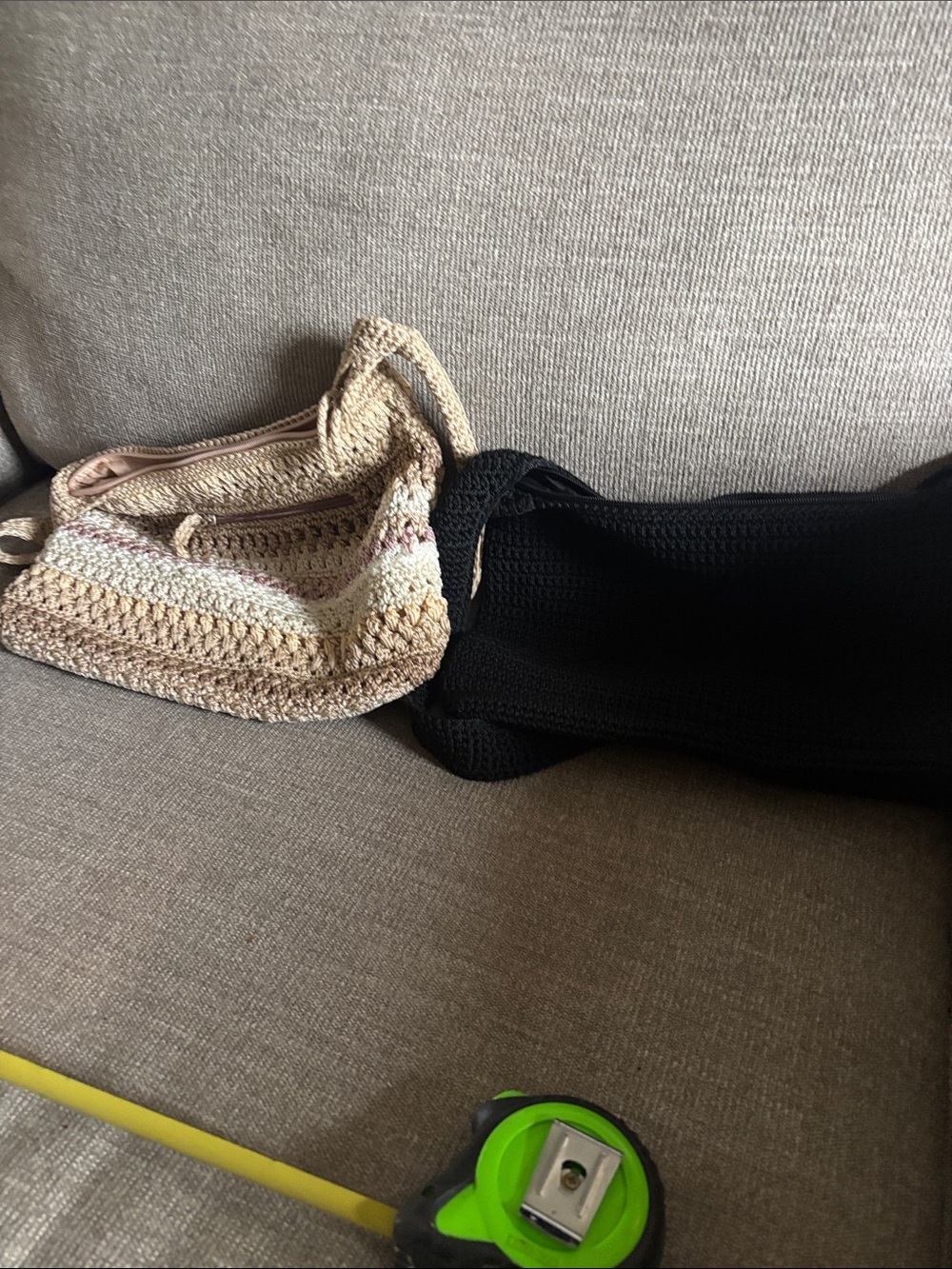 Neutral Crochet Shoulder Bag - Beige and Cream